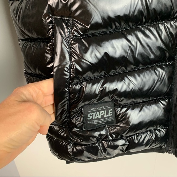 NWT Staple Pigeon Men’s Shinny Black Puffer Winter Jacket Streetwear XSmall - Picture 5 of 9